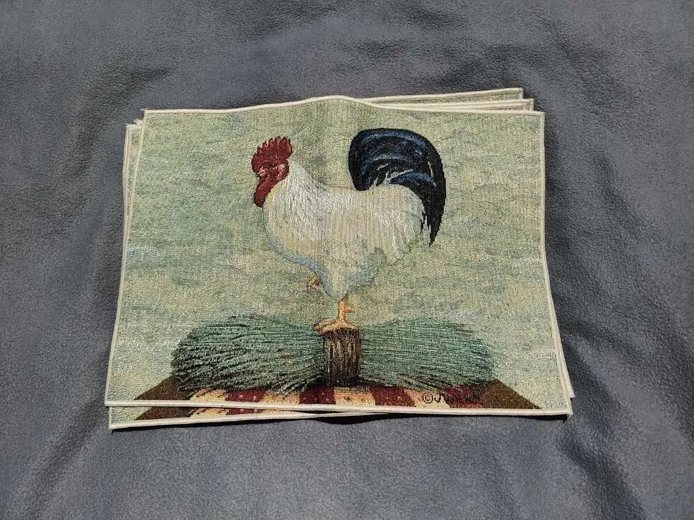 J Wiens Rooster Table Placemats Set of 4 Rustic Farmhouse Kitchen Decor